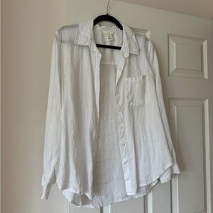 SOLD - White Linen Button Down Shirt